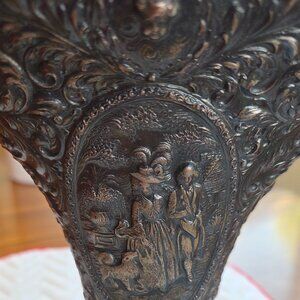 Antique 1920s Silverplate Pierced Brides Basket Vase